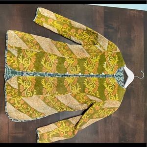 Imported cloth reversible jacket womens XS like Indian kantha quilt